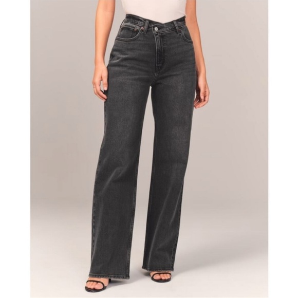 A&F 31/12L High Rise Straight Dad Jeans 0599 Abercrombie Fitch Crossover Waist - Picture 1 of 8